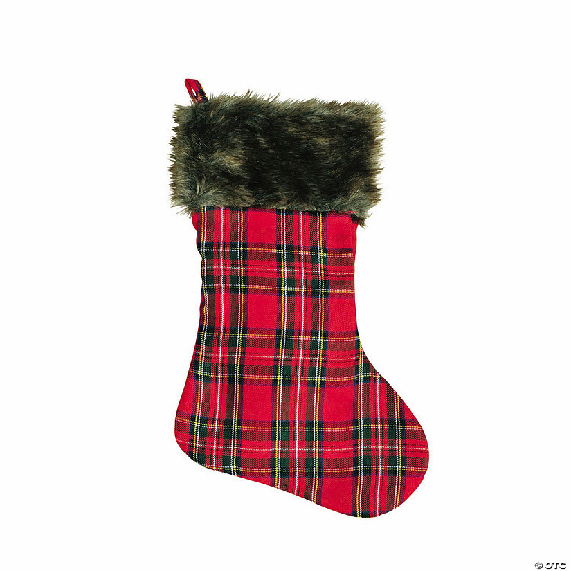 17" Merry Match Red & Green Plaid Christmas Stocking