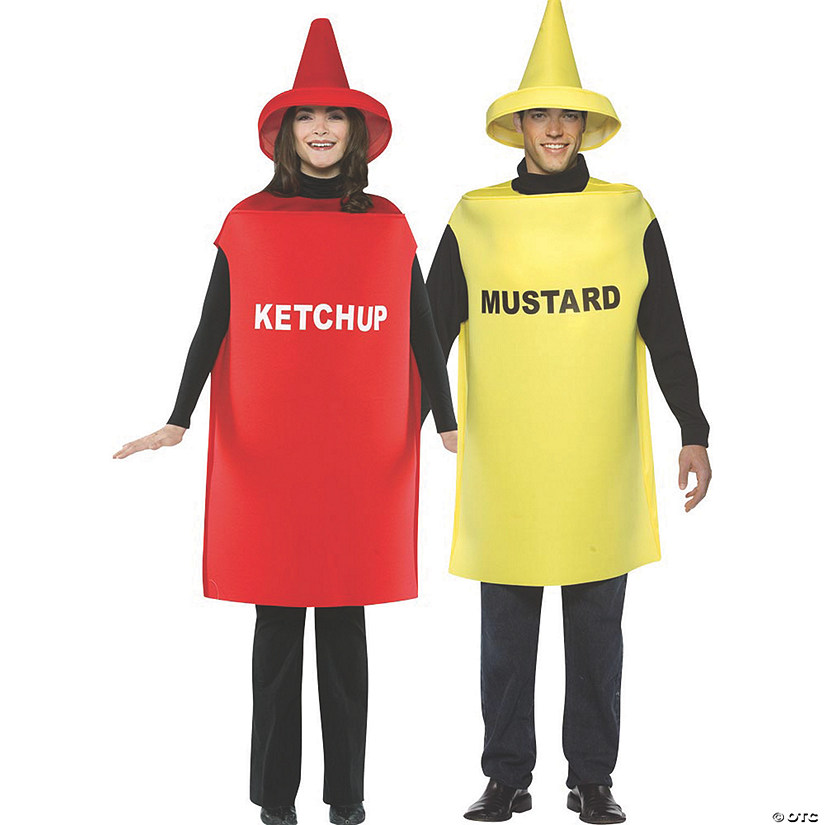 Adults Ketchup and Mustard Couple Costumes Image