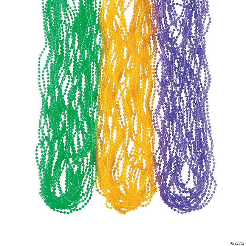 Bulk 144 Pc. Mini Transparent Mardi Gras Bead Necklaces