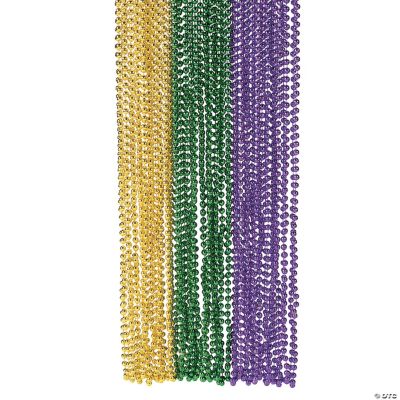 Bulk 48 Pc. Metallic Mardi Gras Bead Necklaces