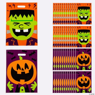 12 1/2 x 17 Bulk Halloween Character Plastic Trick-or-Treat Goody Bags -  50 Pc.