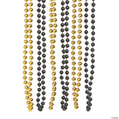 Bulk 48 Black Gold Bead Necklaces Halloween Express