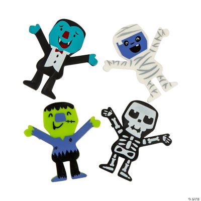 Bulk 48 Pc. Vinyl Skeleton, Mummy, Green Monster, Vampire Halloween Monster  Characters