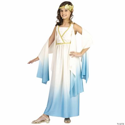 Girl’s White Blue Dress Greek Goddess Costume Halloween Express