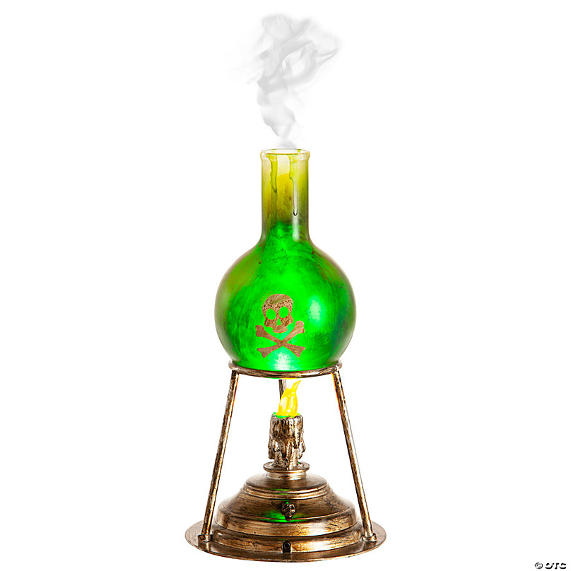 12" Tabletop Green Misting Lab Beaker Tabletop Halloween Decoration