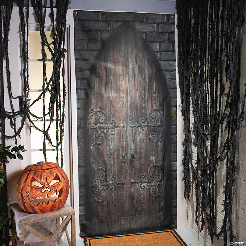 Rideau De Porte Halloween - Décoration Effrayante 'Creepy Curiosities' - 2.15 Mètres - Pour Fête Et Soirée Thème - Noir - 7