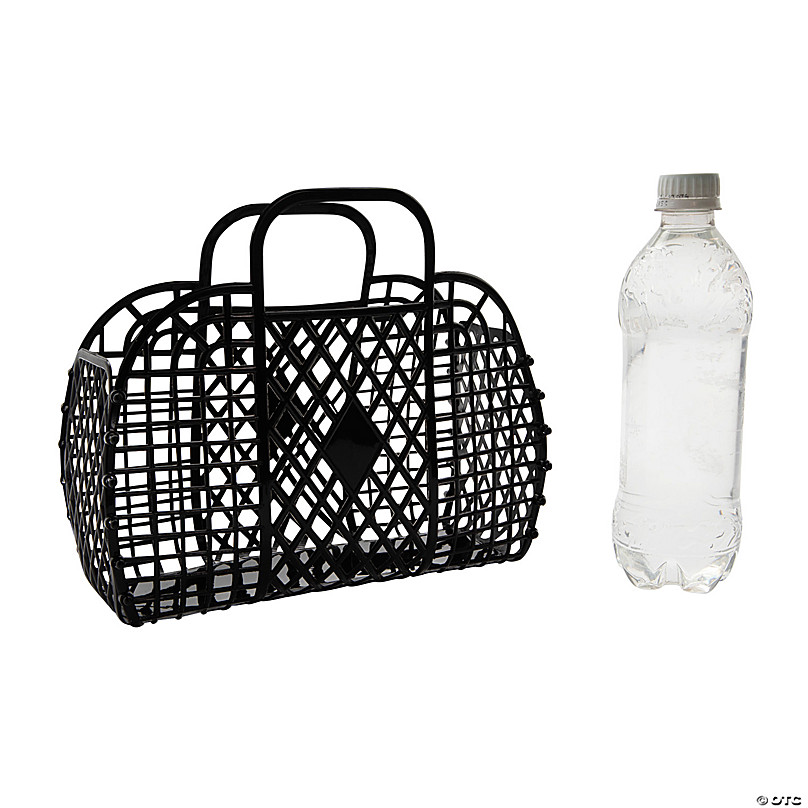9 3/4 x 4 x 8 1/2 Medium Black Plastic Jelly Tote Bags - 6 Pc.