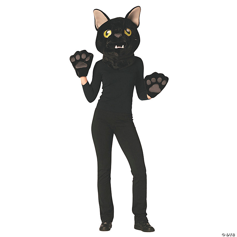 Adults Black Cat Mask Paws Costume Kit One Size Halloween