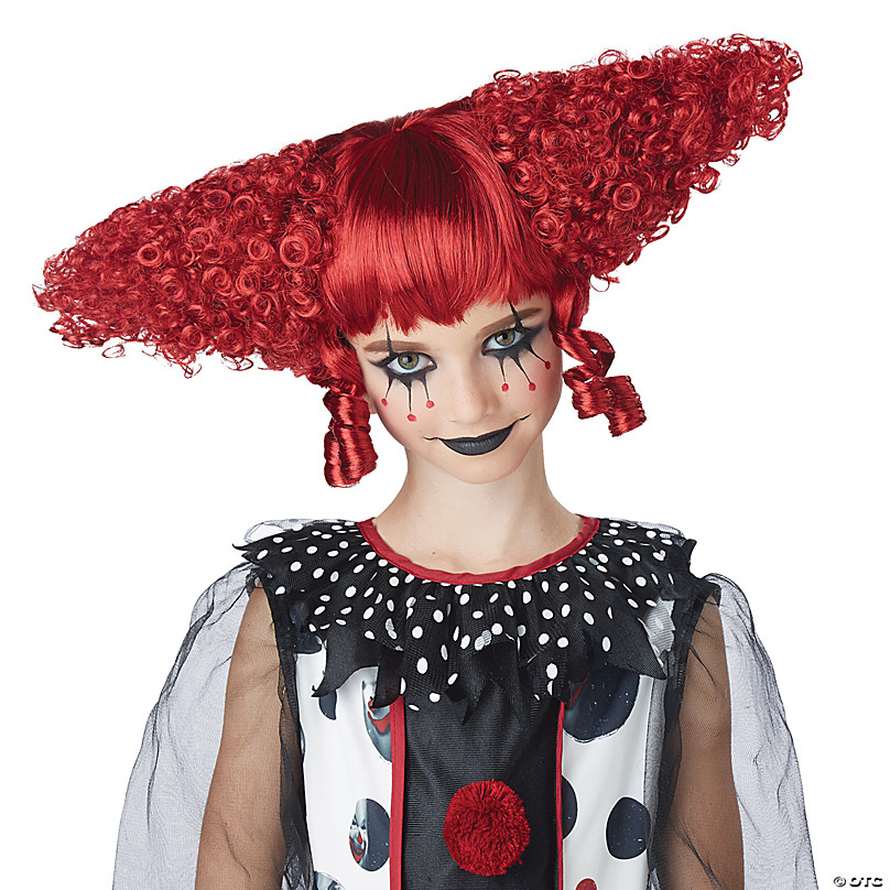 Adults Red Creepy Clown Wig Halloween Express