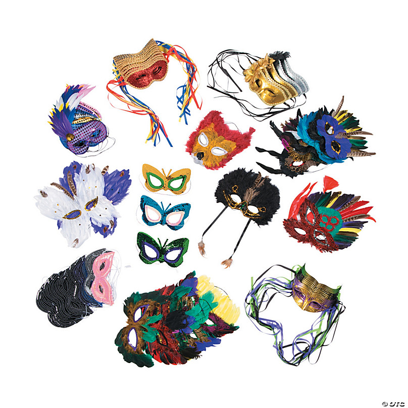 50 Pcs Mardi Gras Sequin Masks Bulk Pack - Purple Green Gold Masquerade Masks With Elastic Bands For Party