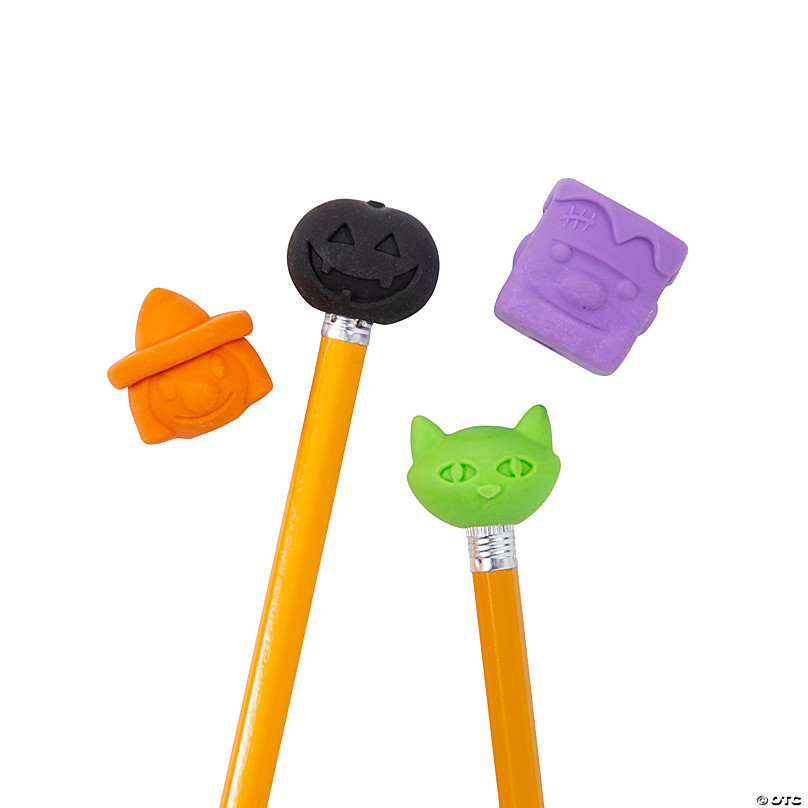 Bulk 144 Pc. Halloween Pencil Top Erasers Halloween Express