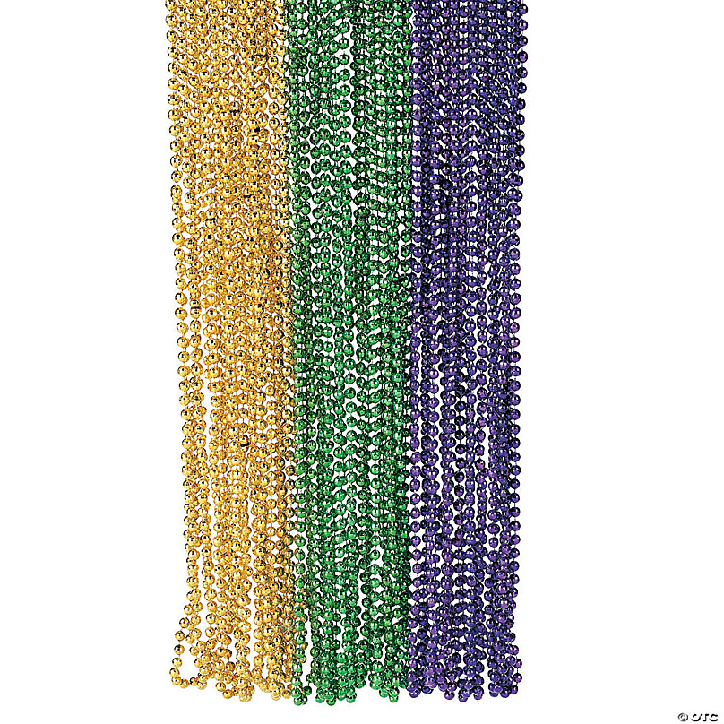 Bulk 48 Pc. Rainbow Mardi Gras Bead Necklaces | Halloween Express