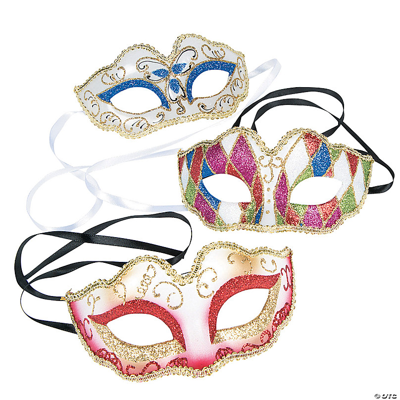 Venetian Mask Cascade Earth Tones Harlequin Halloween Mardi Gras Masquerade  FS