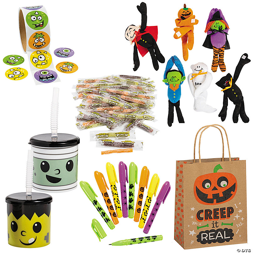 Fun Express Kids' Halloween Reusable Plastic Cups with Lids & Straws - 12  Ct