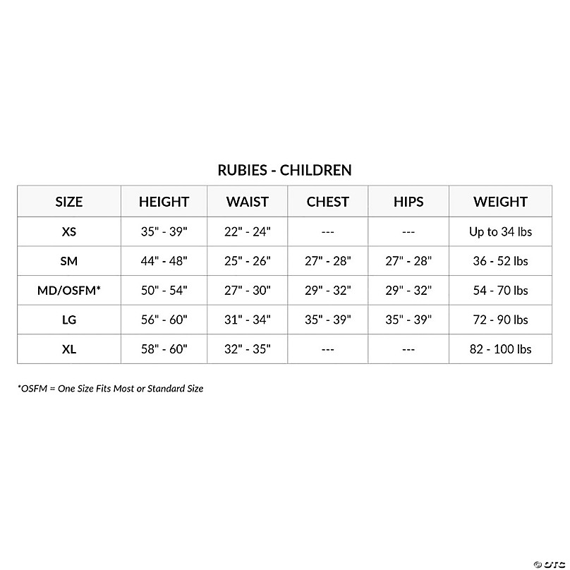 Size Charts – RUBIES + HONEY