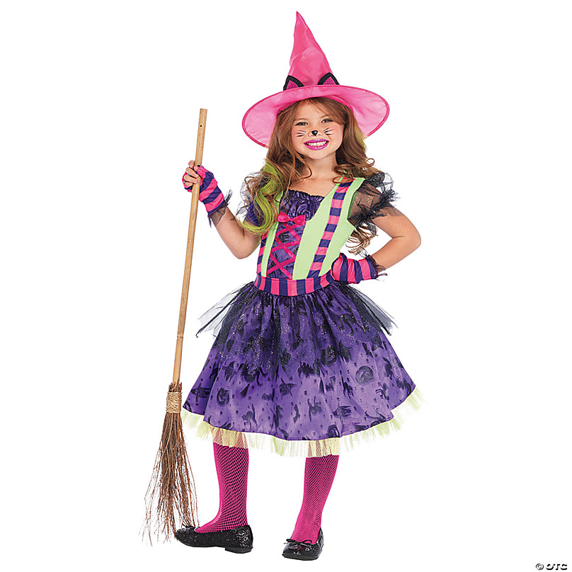 Girl's Black Cat Witch Costume Halloween Express