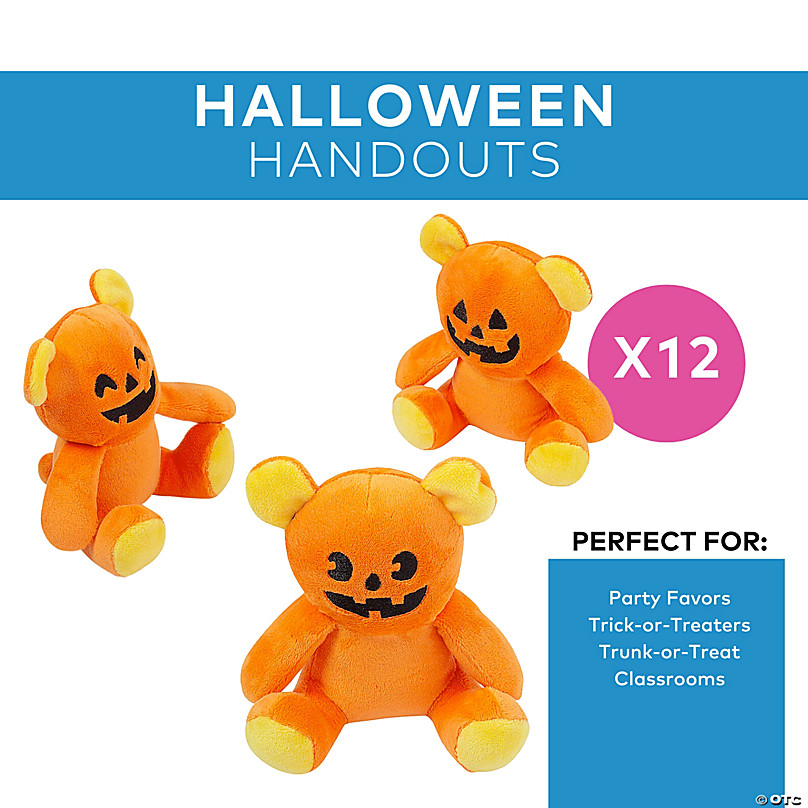 Halloween JackO’Lantern Face Stuffed Bears 12 Pc. Halloween Express