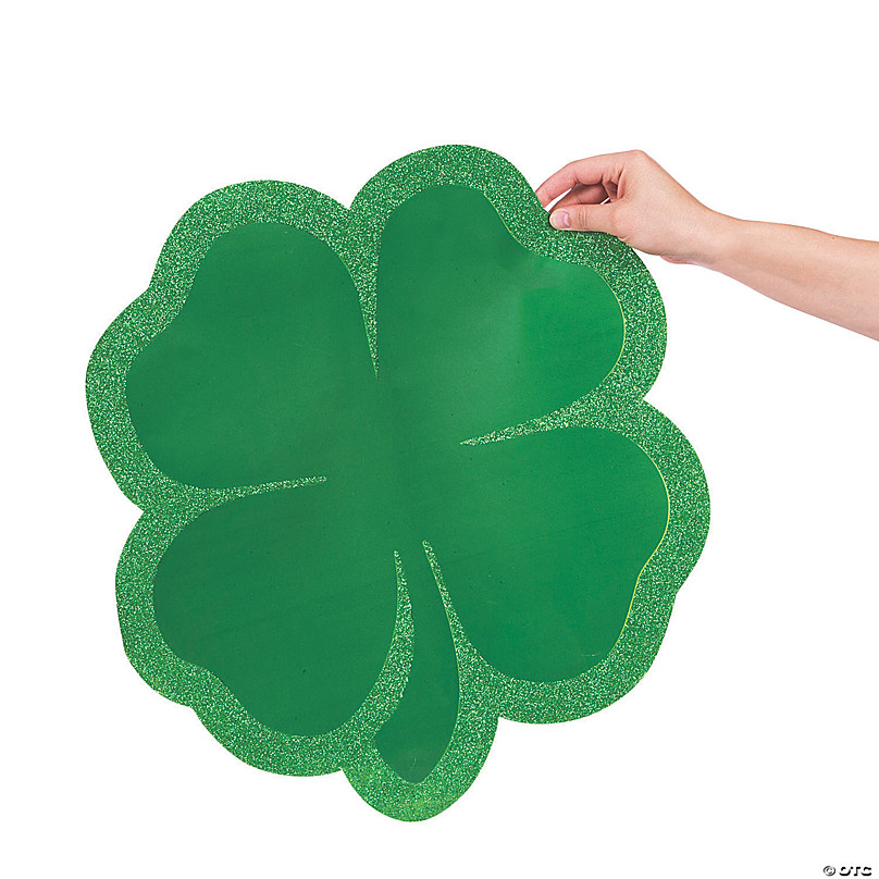 Jumbo Glitter Four-Leaf Clover Cutouts - 6 Pc.