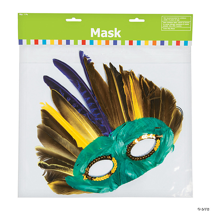 12 Piece Mardi Gras Feather Mask Assortment - Feather