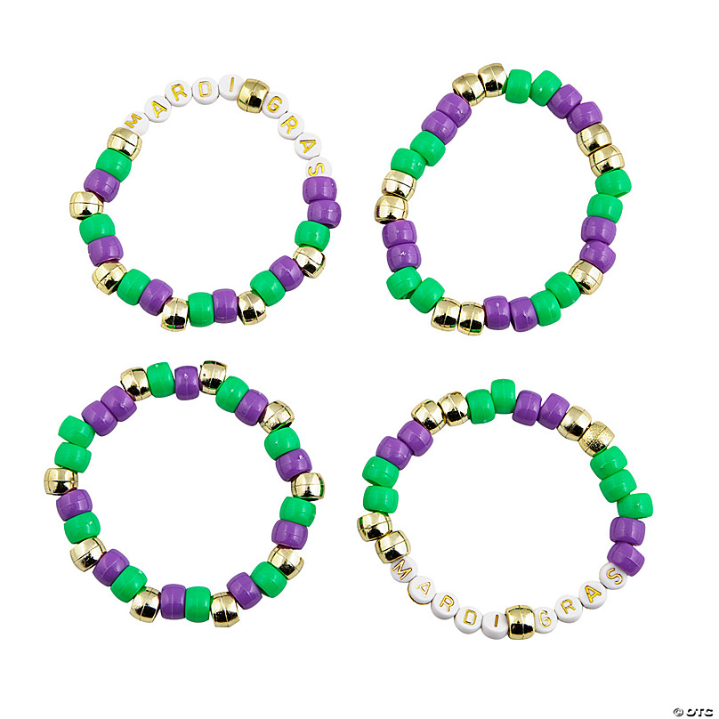 Mardi Gras Pony Bead Bracelets 24 Halloween Express