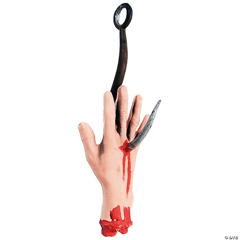 Bloody Meat Hook Severed Hand Hanging Prop, Grey, 25-in, Indoor/Outdoor  Decoration for Halloween