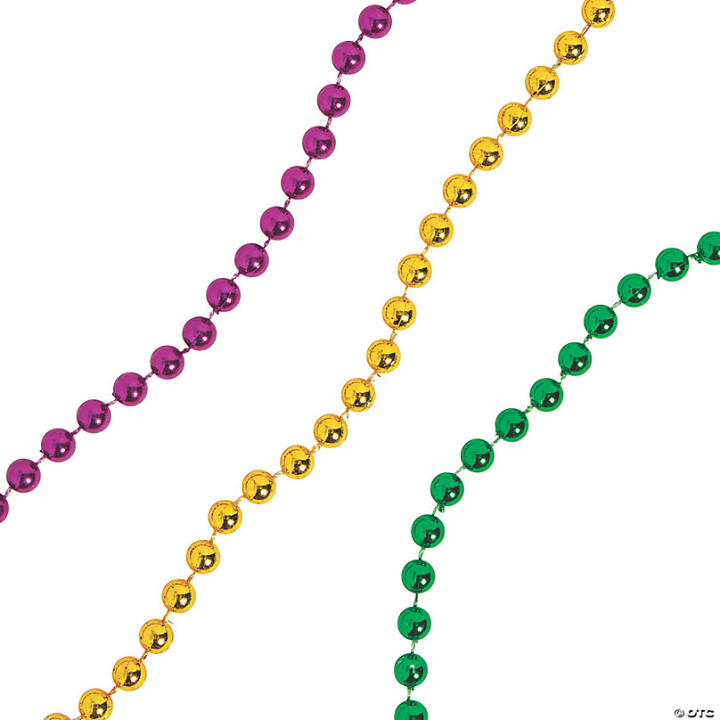 Bulk 48 Pc. Lettered Mardi Gras Bead Necklaces | Halloween Express