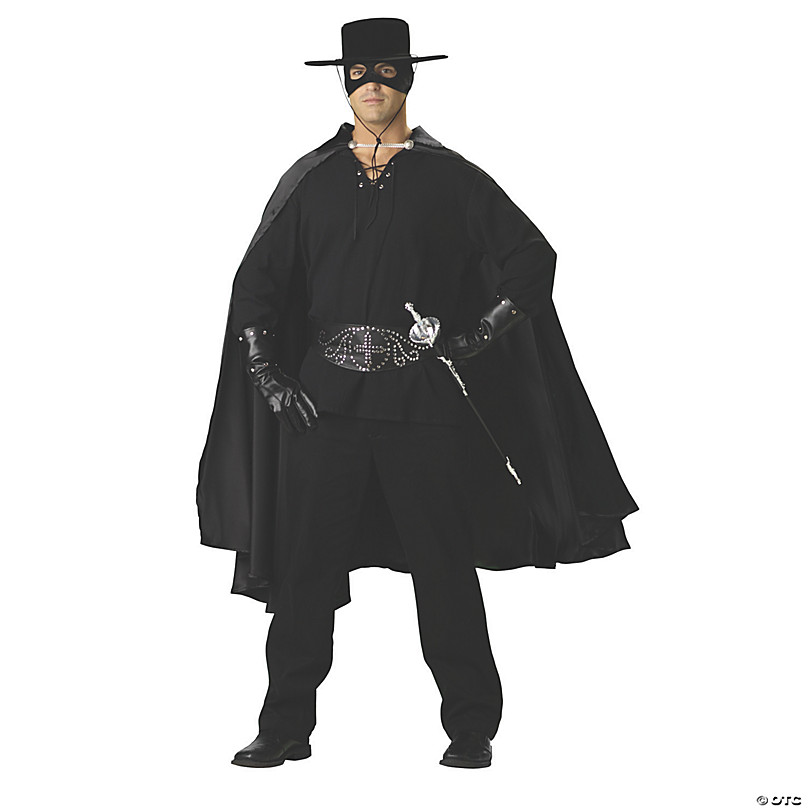 Zorro Black Deluxe Velvet Adult Costume, Moovie Character, Men's