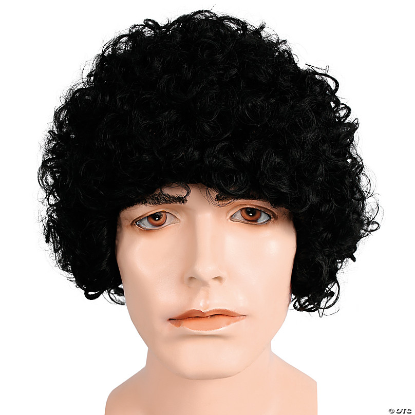 Men's Black Curly Wig Halloween Express