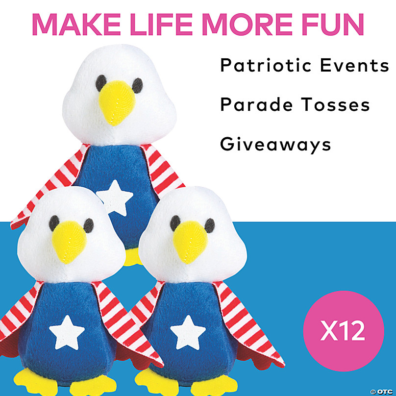 Patriotic Stuffed Bald Eagles - 12 Pc. | Halloween Express