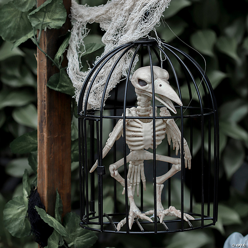 Skeleton Crow in a Cage | Halloween Express