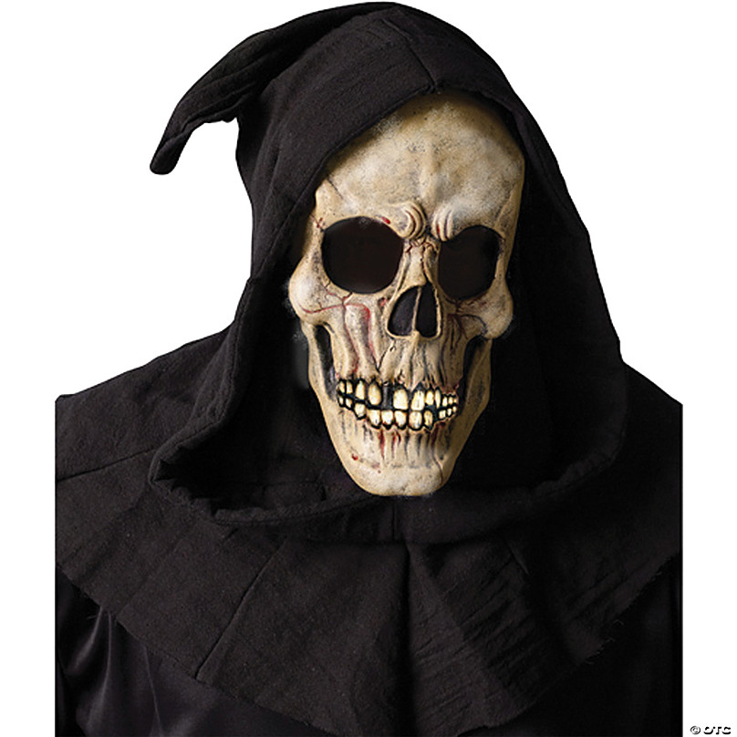 Skull Mask Skeleton W/Hair Halloween Costume Fancy Dress Mask 