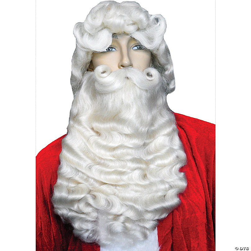 Super Deluxe Yak Santa Wig Beard Set with Attached Mustache