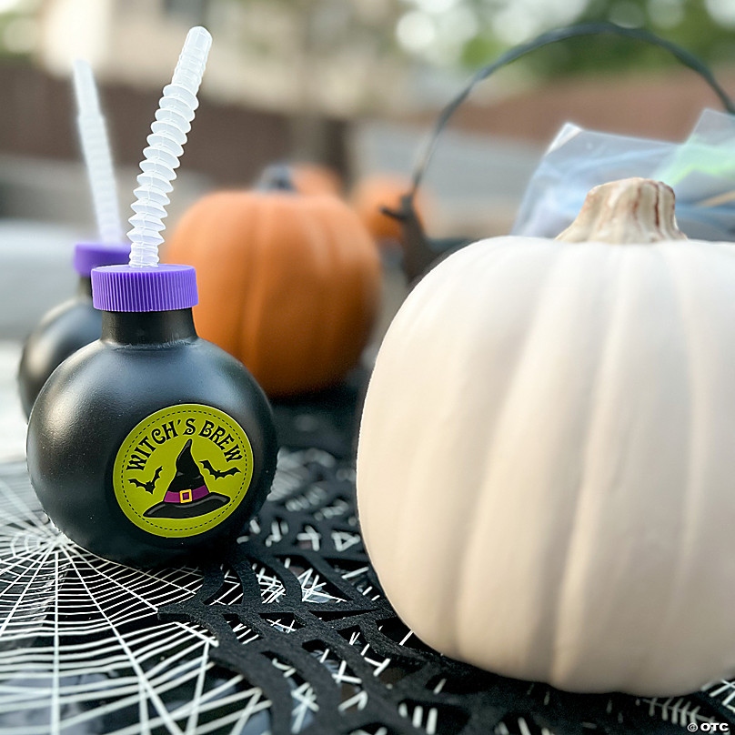 7 oz. Kids' Halloween Reusable BPA-Free Plastic Cups with Lids & Straws -  12 Ct.