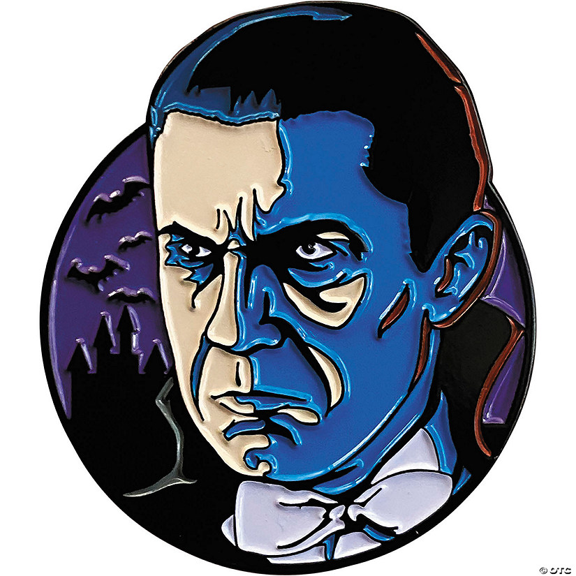 1 1/2" Dracula&#8482; Bela Lugosi Dracula Character Face Full-Color Enamel Pin Image
