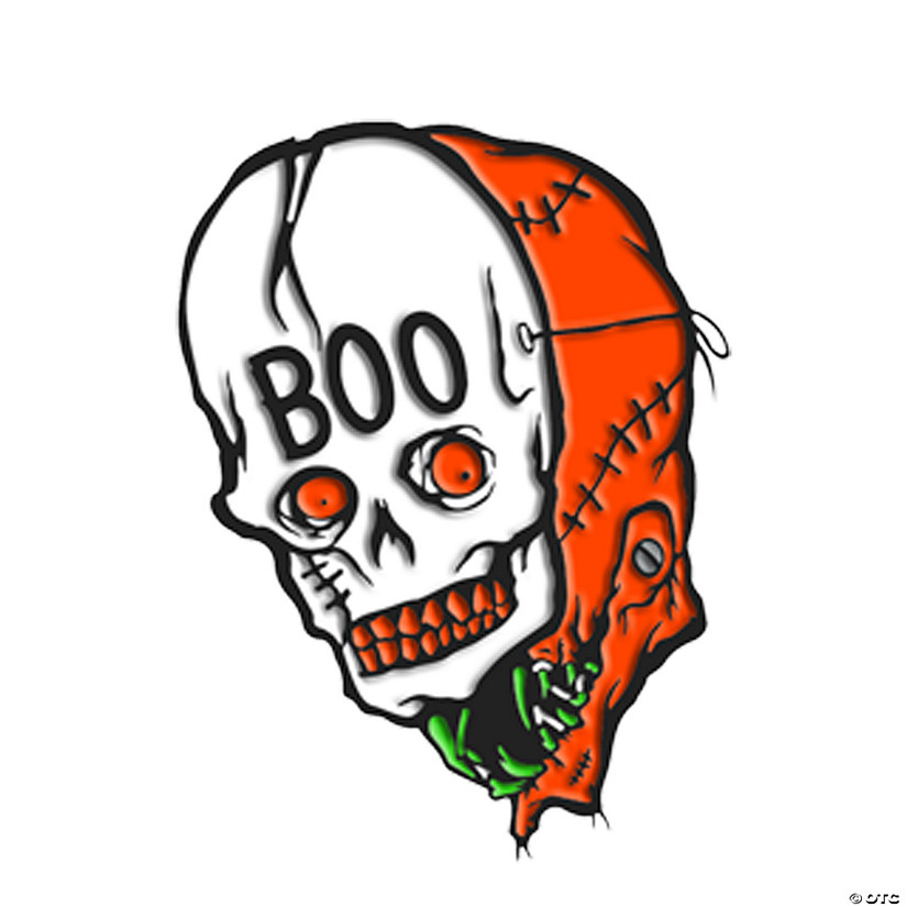 1 1/2&quot; Toxictoons&amp;#8482; Boo! Skull Face Full-Color Enamel Pin Image