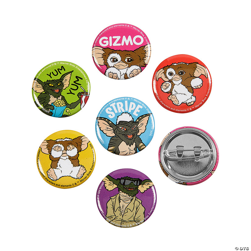 1" diam. Bulk 48 Pc. Mini Gremlins&amp;#8482; Characters Metal Buttons Image