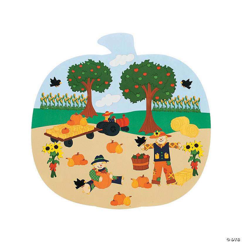 10 1/2" x 10 1/2" Pumpkin Patch-Shaped Sticker Scenes - 12 Pc. Image