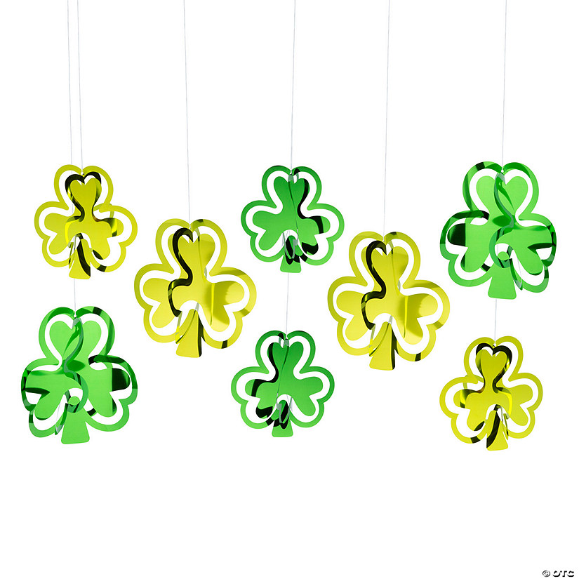 10" - 12" 3D St. Patrick&amp;#8217;s Day Hanging Foil Shamrock Ceiling Decorations Image