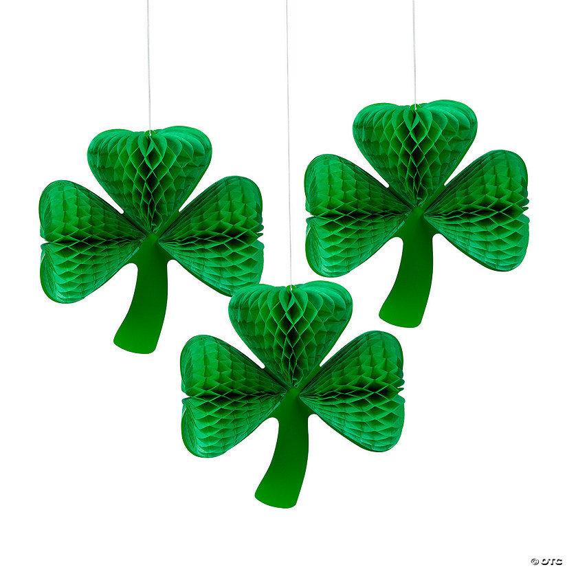 10 3/4" St. Patrick&amp;#8217;s Day Hanging Clover Decorations - 3 Pc. Image