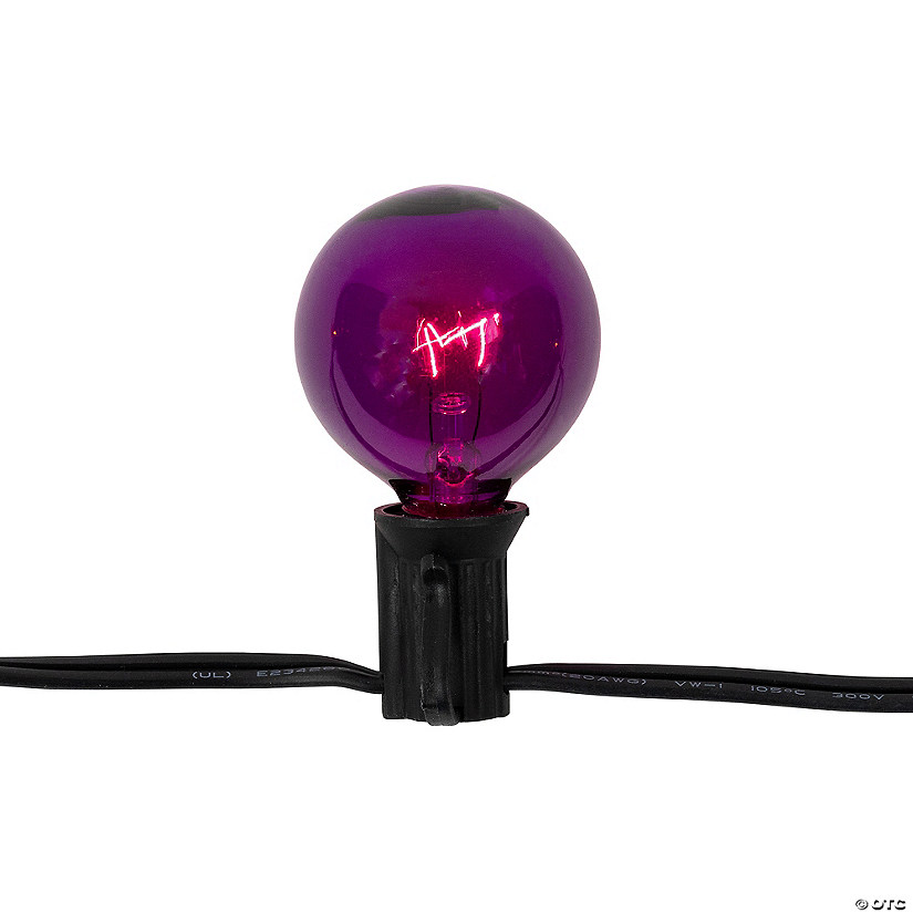10-Count Orange and Purple G40 Globe Halloween Lights  9ft Black Wire Image