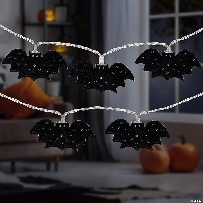 10-Count Warm White LED Halloween Bat Fairy Lights  4.25ft Copper Wire Image