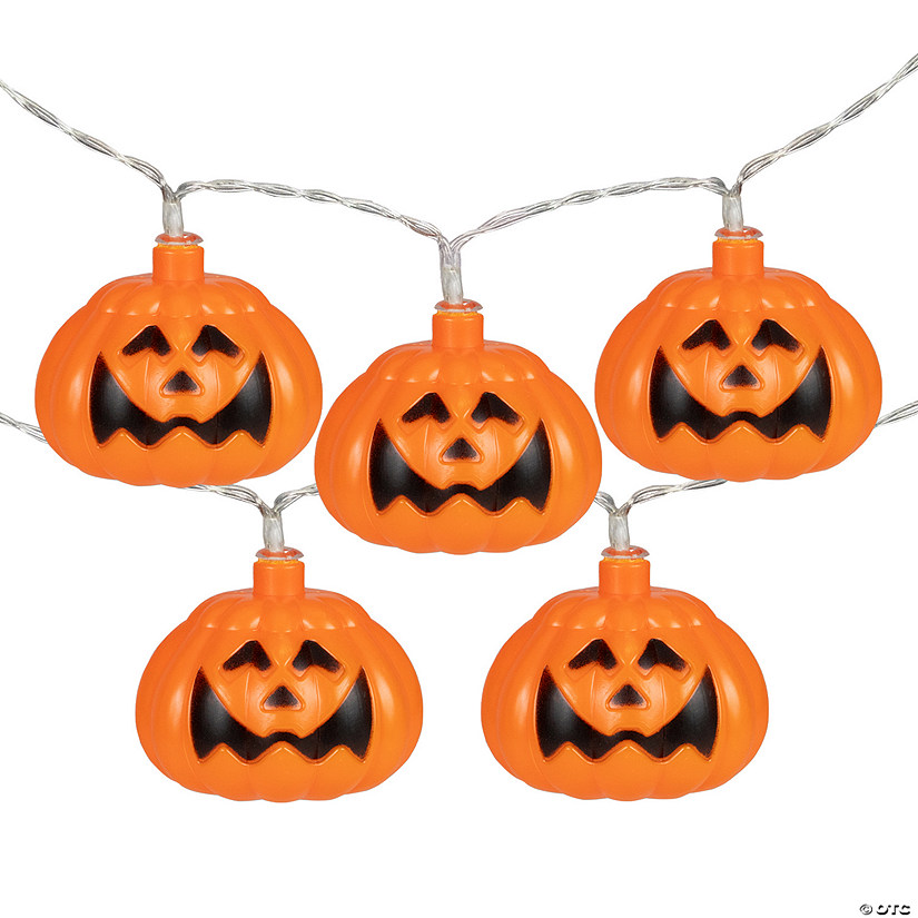 10 Ct LED Pumpkin Halloween Warm White Light Set - 4' Clear Wire Image