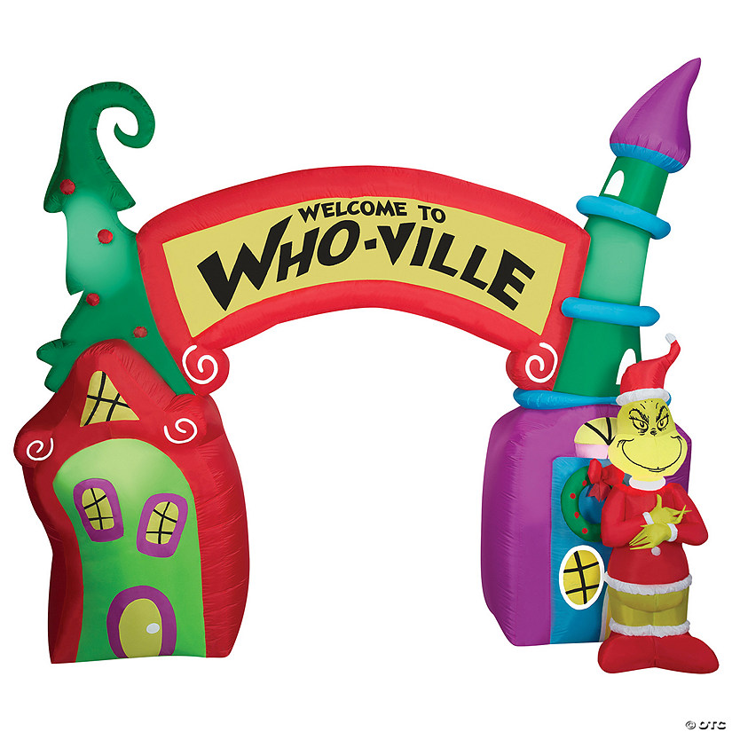 10 Ft. 6&quot; Airblown&lt;sup&gt;&amp;#174;&lt;/sup&gt; Blowup Inflatable Grinch Who-Ville Archway Scene with Built-In Lights Christmas Outdoor Yard Decoration Image