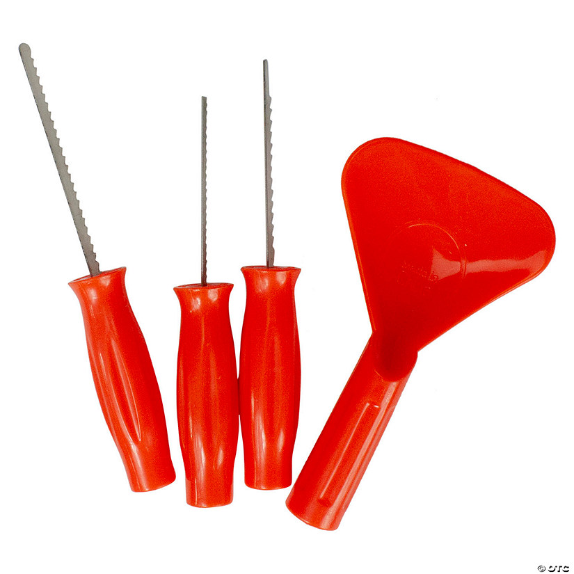 10&quot; Orange and Blue Pumpkin Carving Kit with Stencils Image