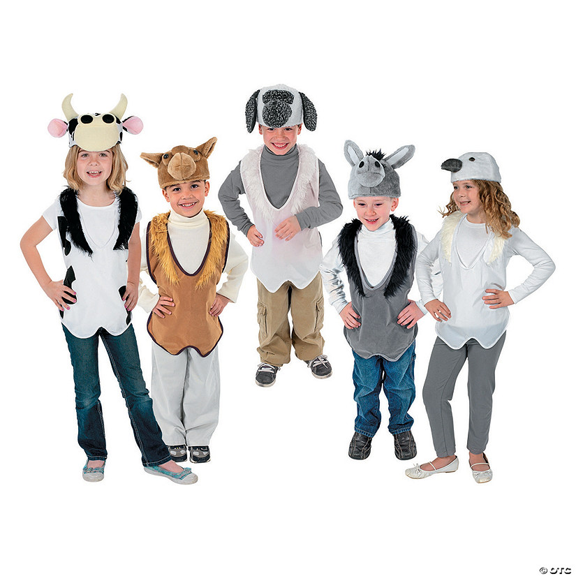 10 Pc. Nativity Costume Animal Slip-On Vest &amp; Hat Sets for 5 Image