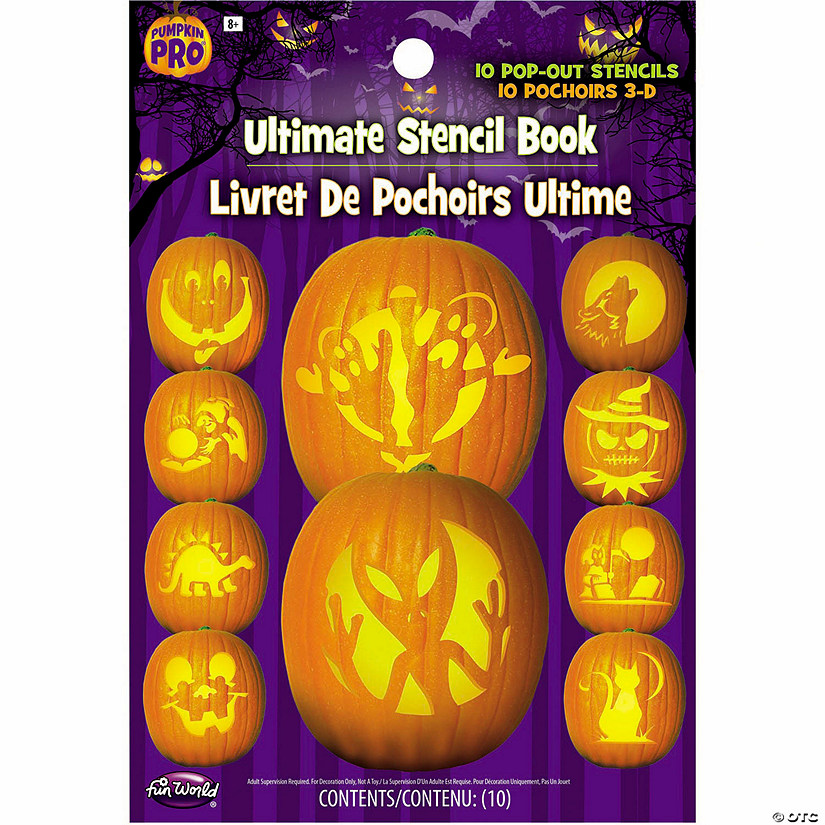 10 Pc. Ultimate Stencil Book Halloween Pumpkin Decorating Kit Image