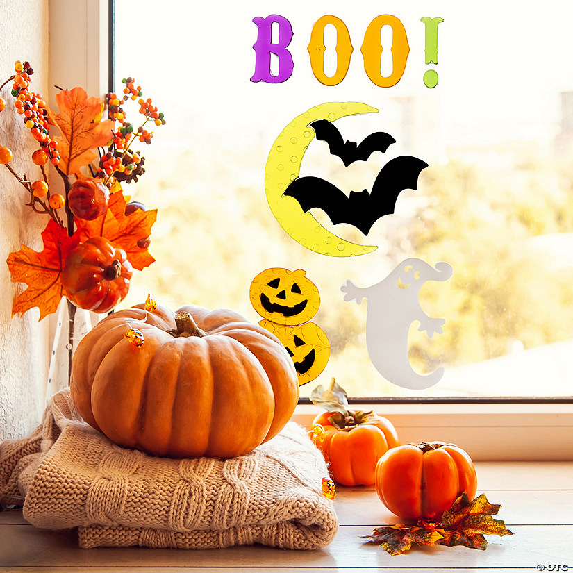 10-Piece Moon and Bats Halloween Gel Window Clings Image