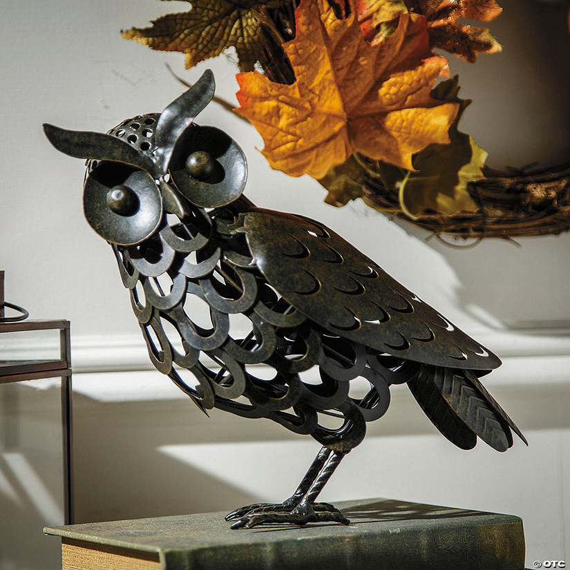 10&quot; Standing Metal Owl Tabletop Decoration Image