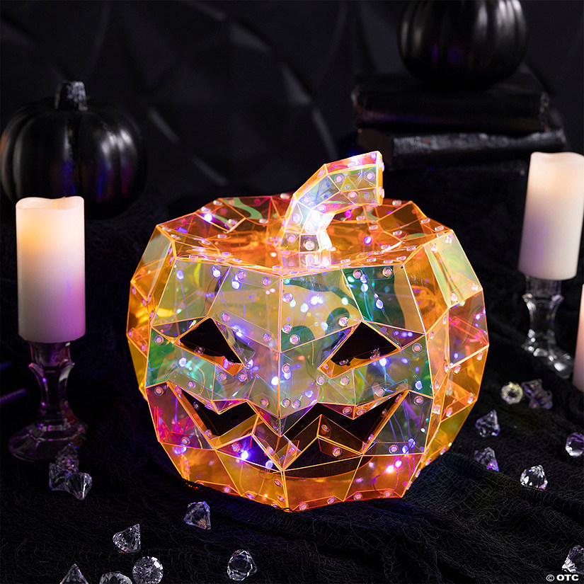 11 3/4" Halloween Multicolor Prismatic Jack-O'-Lantern Light-Up LED Light Image