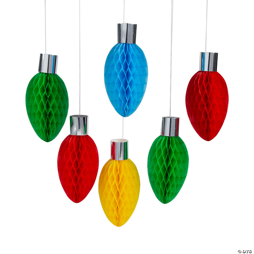 11" Christmas Lights Honeycomb Ceiling Decorations - 6 Pc. Image